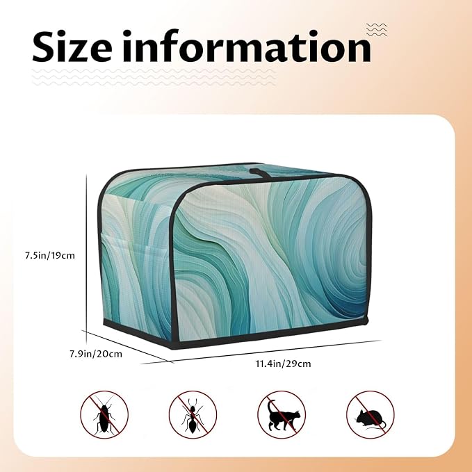 Teal Green Abstract 2 Slice Toaster Cover Wide Slot Dustproof Bread Maker Cover Fingerprint Protection Kitchen Appliance Cover Toaster Bag