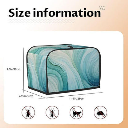 Teal Green Abstract 2 Slice Toaster Cover Wide Slot Dustproof Bread Maker Cover Fingerprint Protection Kitchen Appliance Cover Toaster Bag