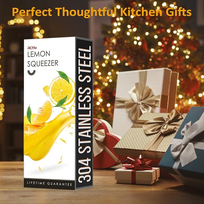 Lemon Squeezer Stainless Steel - Premium Quality, Heavy Duty Solid Metal Squeezer Bowl - Large Manual Citrus Press Juicer and Lime Squeezer (Yellow)
