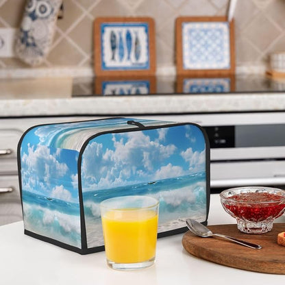 Sea Beach 2 Slice Toaster Cover, Dustproof, Fingerprint Protection, Black, Polyester, Waterproof