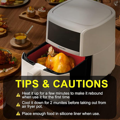2 Pack Silicone Air Fryer Liners Reusable, 7.1 Inch Airfryer Liners 4-7 QT Square Air Fryer Liners Silicone Pot Oven Liner Baking Tray, Air Fryer Basket Mat Silicone Bowl Air Fryer Accessories
