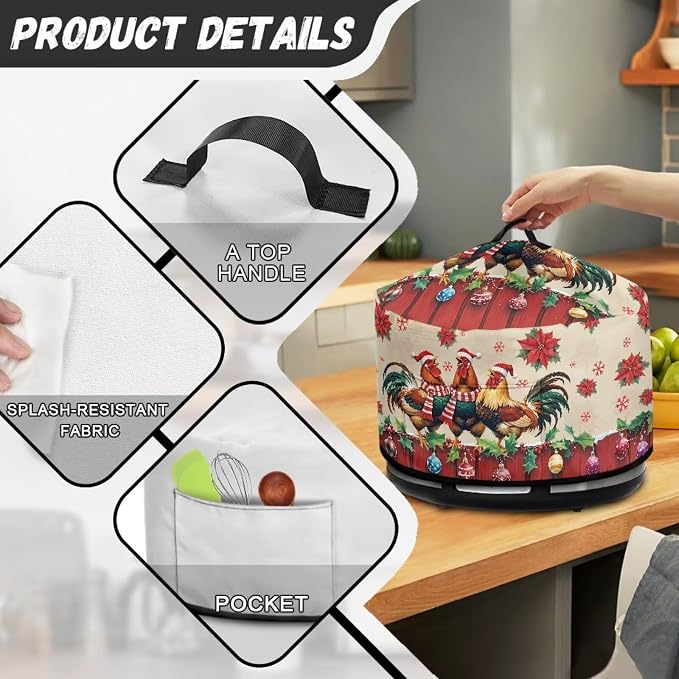 Christmas Slow Cooker Dust Cover with Pocket 6-8 qt Crock for Pot Keep Small Kitchen Appliance Clean Kitchen Home Accessories Decor Cover