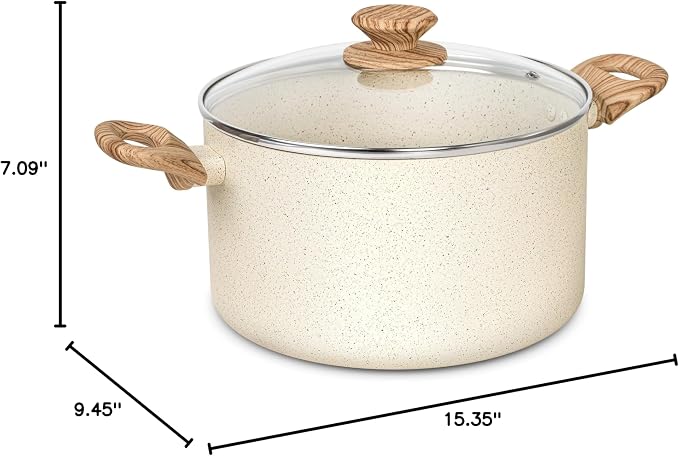 MICHELANGELO Nonstick Cooking Pot - 6 Quart Soup Pot with Lid for Family Meals, Non-Toxic Stockpot with Stay-Cool Handles, Induction Ready, Easy Cleanup, PFOA & PFOS Free