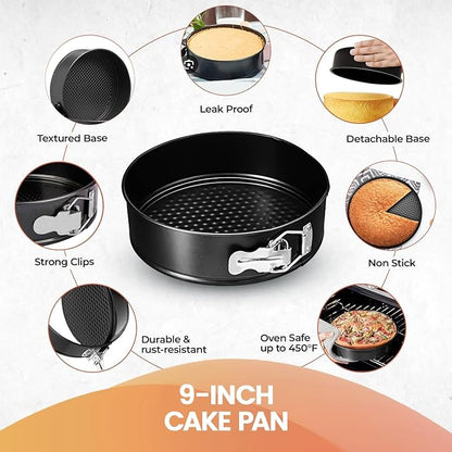 RFAQK 8 Inch Springform Pan Nonstick Leakproof - Spring Form Pan for Cheesecake with Removable Bottom, Include 50pcs Parchment Paper, Recipe E-Book - Perfect for Baking Cheese Cakes, Pizzas, & More!