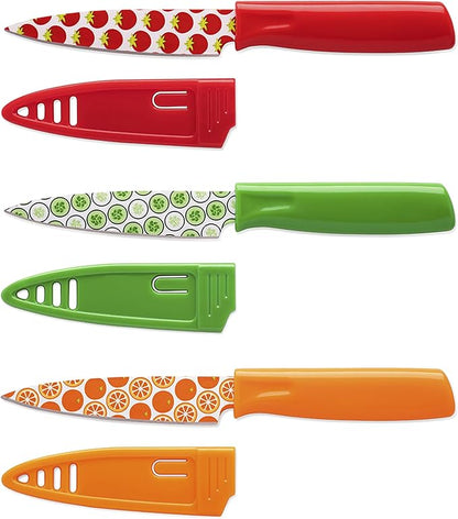 Hampton Forge Kitchen Essentials Kitchen Tools & Cutlery Collection, Kitchen Accessories & Cutlery, Printed Paring Knife Set, 3-Piece