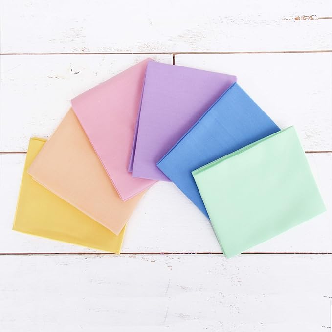 Threadart 6 Fat Quarter Bundles - Pastel Solids 100% Cotton Fabric - Premium 100% Cotton Quilting Fabric - No Duplicates - Full Size Fat Quarters 18"x21"