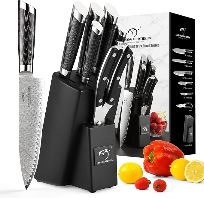 NANFANG BROTHERS Damascus + VG10 Knife,72 Layers, Sharp,Multi-functional,Cooking Utensils,Cutting Meat,Vegetables,Fruits,Home Use,Commercial