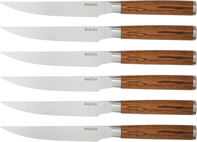 Babish High-Carbon 1.4116 German Steel 15 Piece Full Tang Forged Cutlery Kitchen Knife Block Set - Dark Pakka Wood Handle
