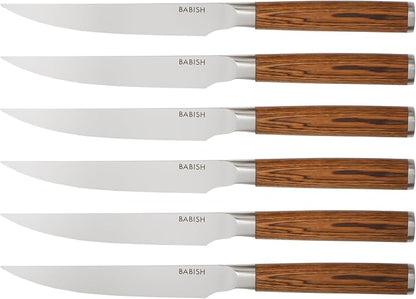 Babish High-Carbon 1.4116 German Steel 15 Piece Full Tang Forged Cutlery Kitchen Knife Block Set - Dark Pakka Wood Handle