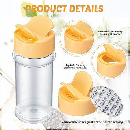 Eccliy 36 Pack 3 oz Clear Plastic Spice Jars with Label and Shaker Lids Empty Spice Bottles Seasoning Containers Seasoning Jars Shaker Condiment Pots for Pepper Herbs Powders (Wood Color)