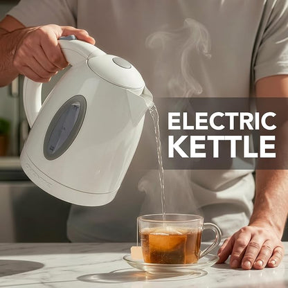OVENTE Electric Kettle, 1.7L Fast Boiling Water Heater for Coffee or Tea, BPA Free with Water Level Gauge, Auto Shut-Off, Boil-Dry Protection, Indicator Light and Removable Filter, White KP72W
