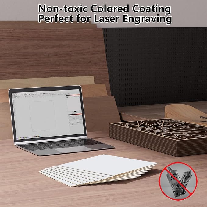 4 Pack Pre-Painted Colored Plywood Sheets,12x12x1/8 Inch (3mm) Basswood Board,Ideal for Laser Cutting, Engraving, DIY Crafts, Ornaments, Models Making (White)