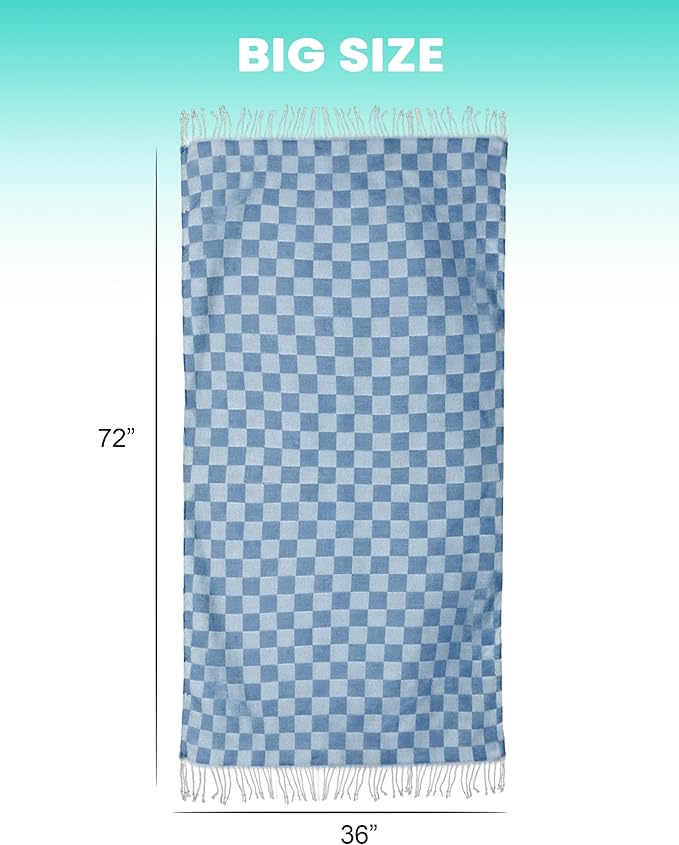 Checkered Plaid Turkish Beach Towel Bath Towels Quick Dry Soft Absorbent Men Birthday Gift for Dad Father Papa Husband Brother Uncle Stepfather Boyfriend Bf Father Law Godfather Boss Grandpa Friend