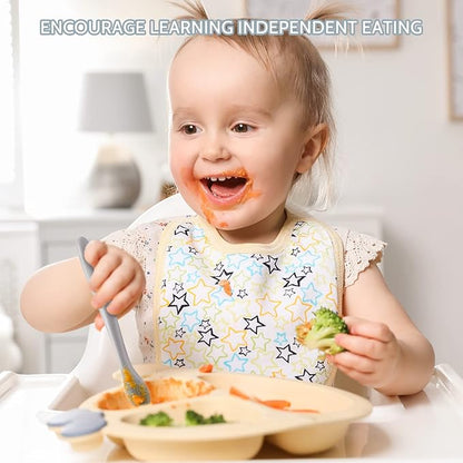 Silicone Baby Feeding Spoons, First Stage Baby Infant Spoons, Soft-Tip Easy on Gums I Training Spoon Self Feeding, Dishwasher & Boil-proof, 6 Pack