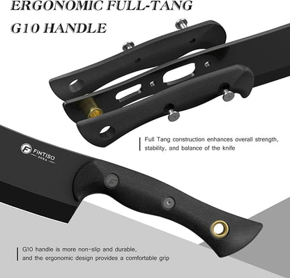 5.5 Inch Butcher Knife, 2-in-1 Chef & Meat Cleaver Knife with Sheath, Multipurpose Full Tang G10 Handle Kitchen Knives for Bone Chopping, 14C28N High Carbon Stainless Steel for Home and Outdoor