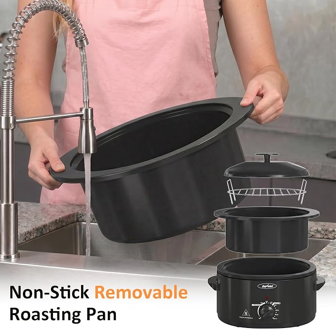 Sunvivi Electric Roaster Oven for Small Families, 8QT Portable Roaster with Self-Basting Lid Defrost & Keep Warm, Adjustable Temp 150°F-450°F for Baking, Slow Cooking, Buffet Serving & RV Camping