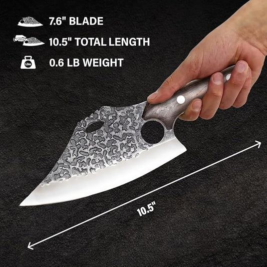 COOLINA Gator Butcher Knife – Hand-Forged High-Carbon Steel, 7.6 Inch, for Meat Processing, Hunting & Outdoor Cooking