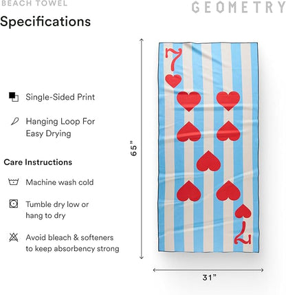 GEOMETRY Micro-Loop Beach Towel – Spring & Summer Collection – Quick-Dry, Sand-Resistant, Ultra-Absorbent Compact Towel for Beach & Travel (Lucky Play)