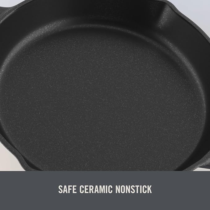 DASH Zakarian x Nonstick Cast Iron Skillet - Versatile Frying Pan Cookware - Oven-Safe Searing Skillet with Pour Spout and Quick-Clean Surface - Rust-Resistant - Cranberry, 7.5-Inch