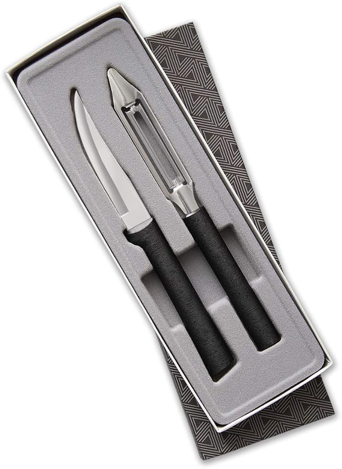 Rada Cutlery Pare & Peel Gift Set (G246), 2-Piece Knife Set, Stainless Steel Blades, Black Handle