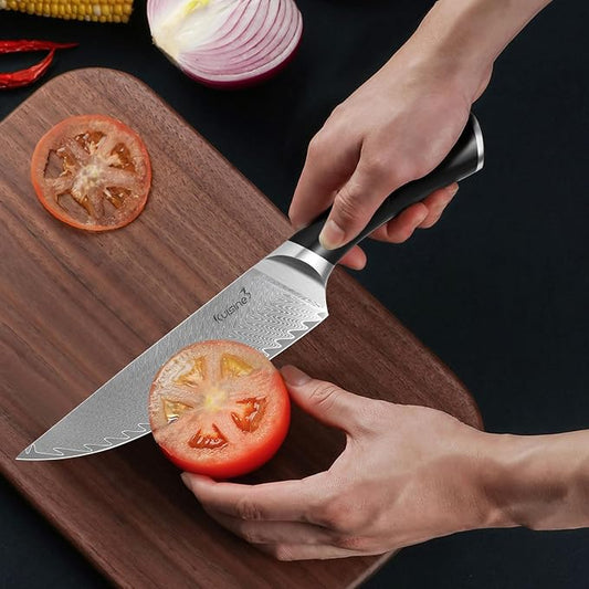 KUISINE Damascus Chef Knife, 8 Inch High Carbon Stainless Steel Ultra Sharp Kitchen Knife with Non-slip Ergonomic Handle, Gift Box for Holiday