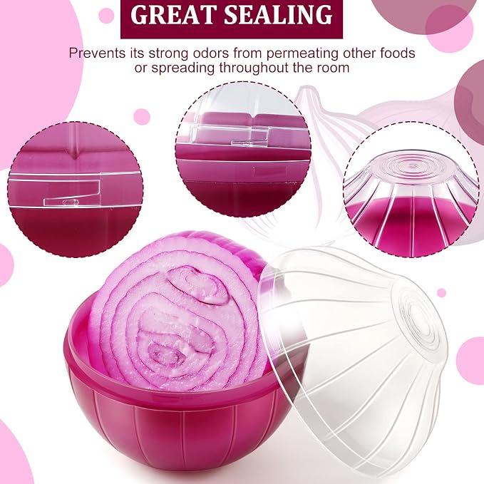 Vegetable and Fruit Storage Containers for Fridge, 3 Pieces BPA Free Reusable Food Saver - Tomato, Lemon, Onion Keeper Holder - Refrigerator Vegetable Crisper for Keeping Food Fresh Longer