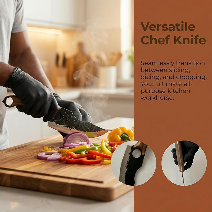 6 Inch Forged High Carbon Steel Kitchen Knife, Chef Knife for Meat/Vegetable Cutting & Deboning