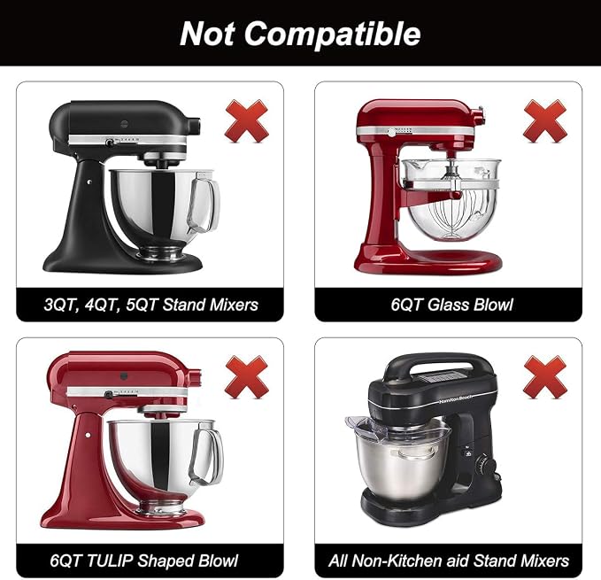 Flex Edge Beater for Kitchen Aid Mixer 6 Quart Bowl-Lift Stand Mixer Bowls, 6 QT Flat Edge Beater with Flexible Silicone Edges Bowl Scraper