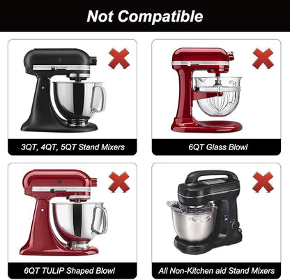 Flex Edge Beater for Kitchen Aid Mixer 6 Quart Bowl-Lift Stand Mixer Bowls, 6 QT Flat Edge Beater with Flexible Silicone Edges Bowl Scraper