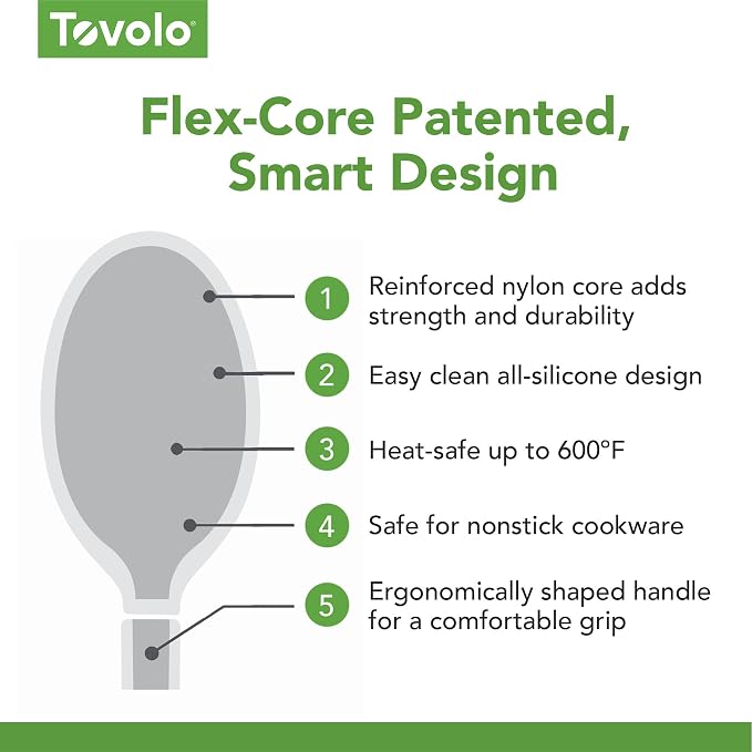 Tovolo Flex Core Small Deep Spoon Silicone for Cooking Mixing Baking, Dishwasher Safe BPA Free All Silicone Kitchen Mini Spoon Heat Resistant Nonstick Safe Serving Spoon, Charcoal Gray