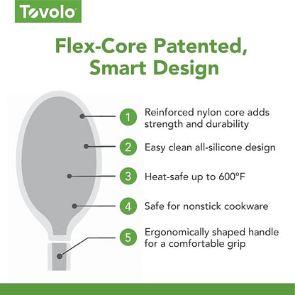 Tovolo Flex Core Small Deep Spoon Silicone for Cooking Mixing Baking, Dishwasher Safe BPA Free All Silicone Kitchen Mini Spoon Heat Resistant Nonstick Safe Serving Spoon, Charcoal Gray