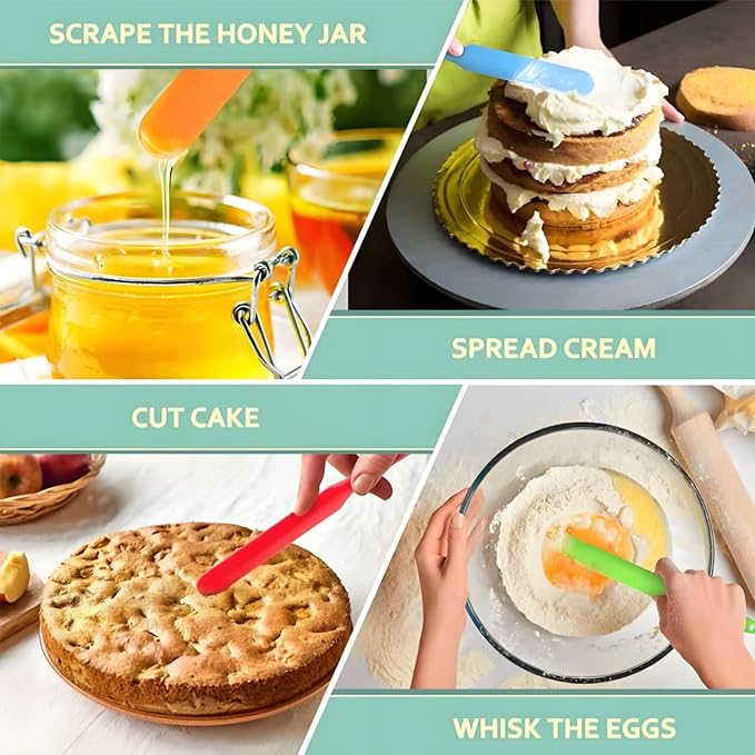 12 Pieces Silicone Jar Spatula, Heat-resistant Jar Scraper Bulk with Long Handle, 9.4 Inch Non-stick Cream Jam Spreader Narrow Kitchen Gadget for Butter, Cake, Blender, Dough