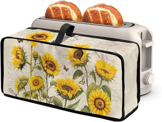 Toaster Cover 2 Slice Sunflower Beige Cover for 2 Slice Slim Toaster, Dustproof Small Appliance Covers Protects from Dust & Spills Kitchen Appliance Protector