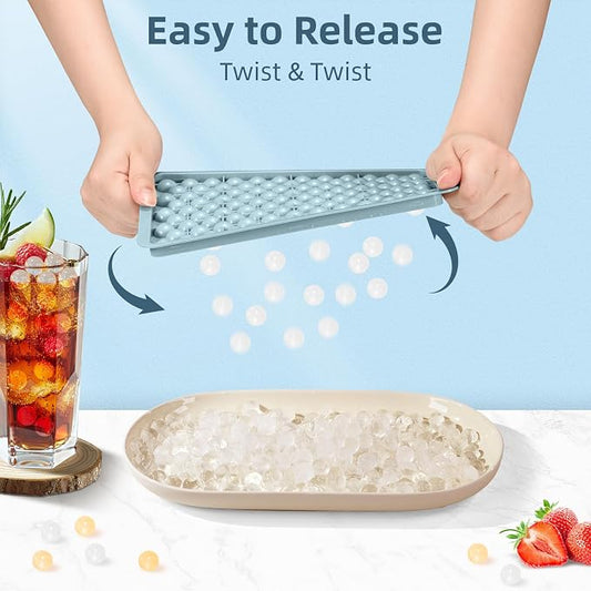 WIBIMEN Mini Ice Cube Trays, 0.55” Tiny Pebble Ice for Iced Coffee & Cocktails, Fast Chill, Easy Twist Release, Stackable (1 Pack, Blue)