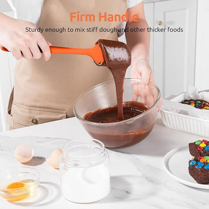 High Heat Resistant Silicone Spatulas: U-Taste 480ºF Hot Proof Food Grade Flexible Silicon Baking Scraper, Food Grade Rubber Kitchen Cooking Mixing Utensils for Nonstick Cookware Set of 4 (Orange)