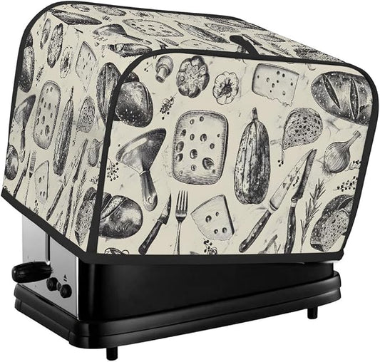4 Slice Kitchen Art Design Toaster Cover Waterproof Dust Fingerprint Bread Machine Cover Washable Kitchen Appliance Protector For Home Kitchen Bakeware Table Decor Women Gifts