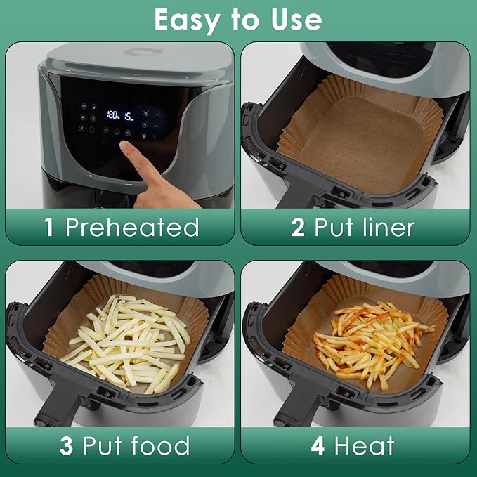 125Pcs 4.7 Inch Air Fryer Disposable Liners, 2 QT Parchment Paper for COSORI 2.1 Qt Air Fryer, Square Baking Paper Sheets for Mini Airfryer Basket
