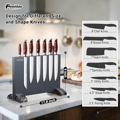 Magnetic Knife Holder Stand,Black Stainless Steel Magnetic Knife Block Without Knives,Powerful Magnet Knife Rack Strip For Kitchen Counter
