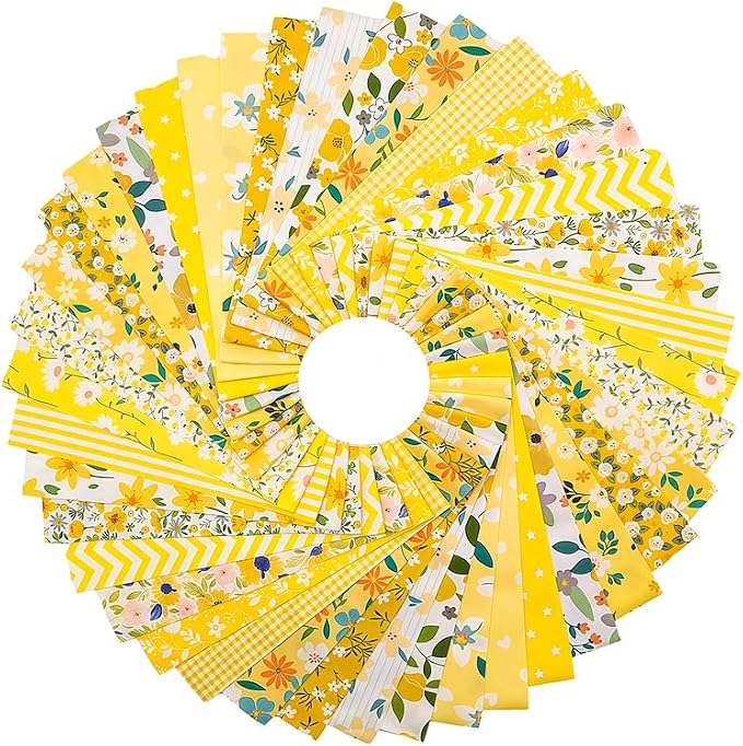 80 Pcs Jelly Roll Fabric Strips for Quilting Fabrics, Sewing Supplies 2.6 Inch Precut Cotton Fabric Bundles, Perfect for Quilt Projects Yellow