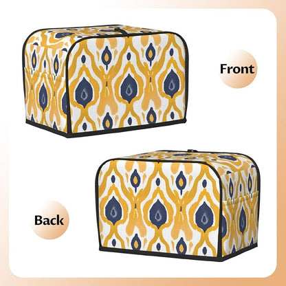 Ethnic Yellow Geometric 2 Slice Toaster Cover Wide Slot Dustproof Bread Maker Cover Fingerprint Protection Kitchen Appliance Cover Toaster Bag