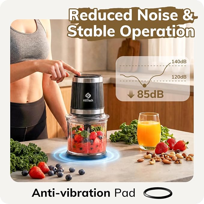 Food Processor Set: 2-Speed Electric Food Chopper with 2 Bowls (4 Cup+4 Cup), Vegetable Chopper with 2 Pack 420 Stainless Steel 4-Layer Blades, Meat Grinder for Meat, Fruits, Baby Food,Pet Food