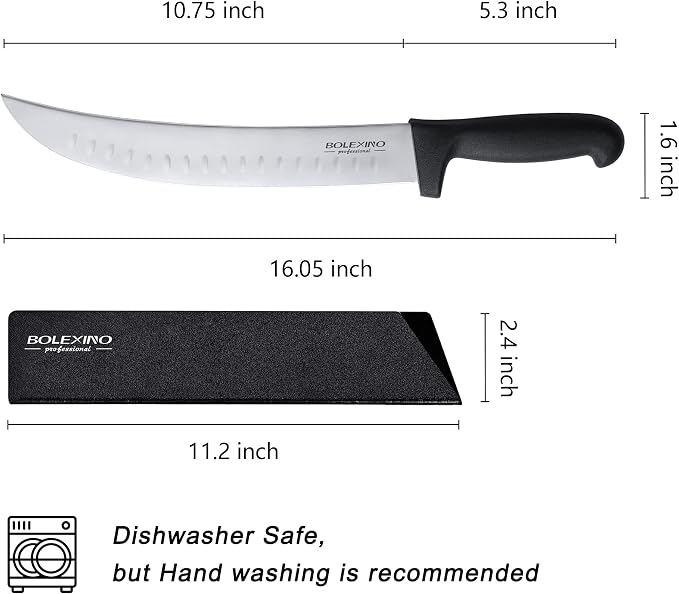 Curved Cimeter Knife 10 inch W/Comfortable Handle, Curved Butcher Knife For Meat Cutting, High Carbon Japanese Steel (10 inch new)