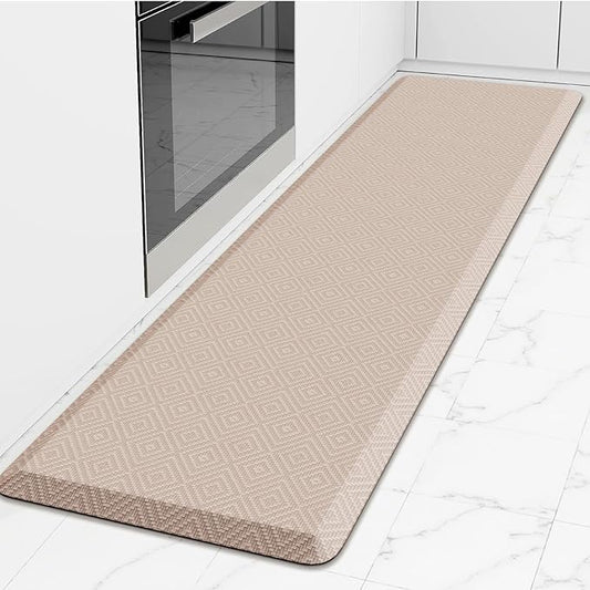 Mattitude Kitchen Mat Cushioned Anti-Fatigue Floor Mat Water Resistant Non-Slip Mats and Rugs Standing and Comfort Desk Mats for House Sink Office Laundry (Beige, 17.3"x60")