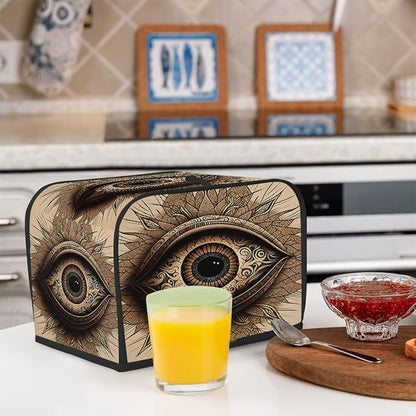 Evil Eye Funny Brown Toaster Cover 4 Slice Wide Slot Washable Kitchen Appliance Covers Fingerprint Bread Machine Dust Cover Small Toaster Oven Accessories Covers Bread Maker Bag Women Gift