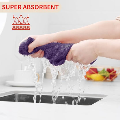 Homaxy 100% Cotton Waffle Weave Kitchen Dish Cloths, Ultra Soft Absorbent Quick Drying Dish Towels, 12 x 12 Inches, 24-Pack, Eggplant