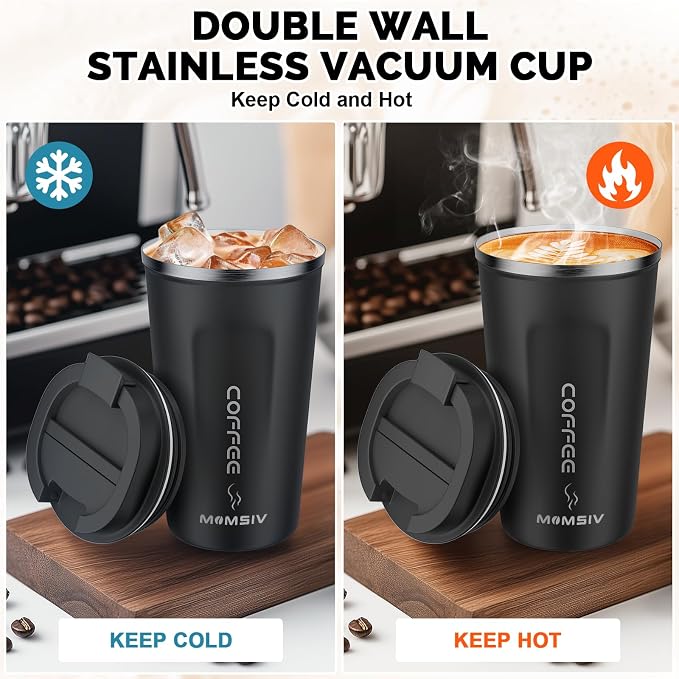 MOMSIV 17oz Travel Mug, Insulated Coffee Cup with Leakproof Lid, Vacuum Stainless Steel Double Walled Reusable Tumbler for Hot and Cold Water Coffee and Tea In Travel and Car