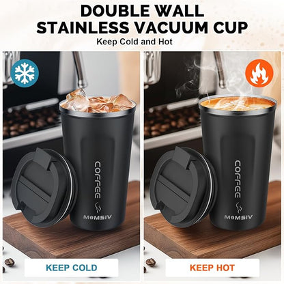 MOMSIV 17oz Travel Mug, Insulated Coffee Cup with Leakproof Lid, Vacuum Stainless Steel Double Walled Reusable Tumbler for Hot and Cold Water Coffee and Tea In Travel and Car