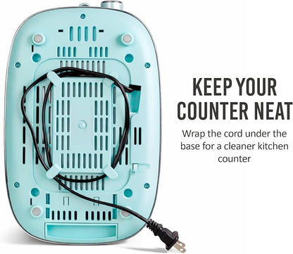 Nostalgia Classic Retro 2-Slice Toaster- Vintage Design- Enamel Coated Steel Body- Wide Slots for all Breads- Crumb Tray, Cord Storage- Defrost,Cancel and Bagel Function & 6 Toasting Levels- Aqua