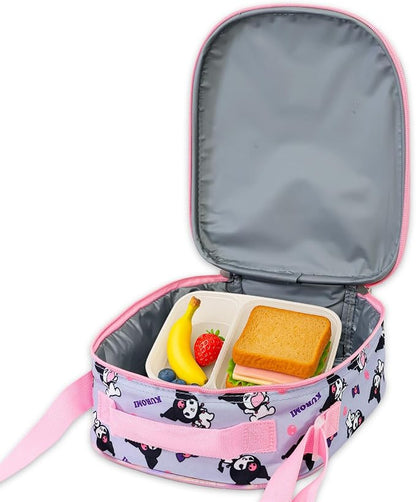 Kuromi Lunch Box for Girls Set - Bundle with Sanrio Lunch Bag Plus Stickers, Water Bottle, More | Kuromi Lunchbox School Supplies for Kids