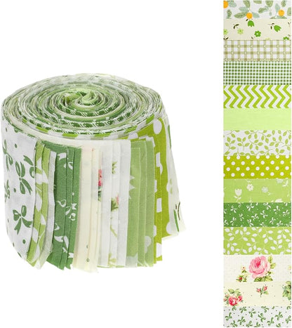 42Pcs Jelly Roll Fabric Strips Soft Cotton Quilting Fabric 2.5 x 20 Inch Pre-Cut Cotton Strips Bundles for Quilting Crafting and Sewing(Green)